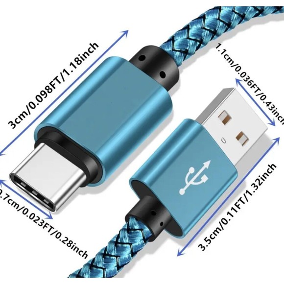 USB-C  6FT long  Fast Charging Data SYNC Charger Cable Cord silvery - Picture 8 of 9